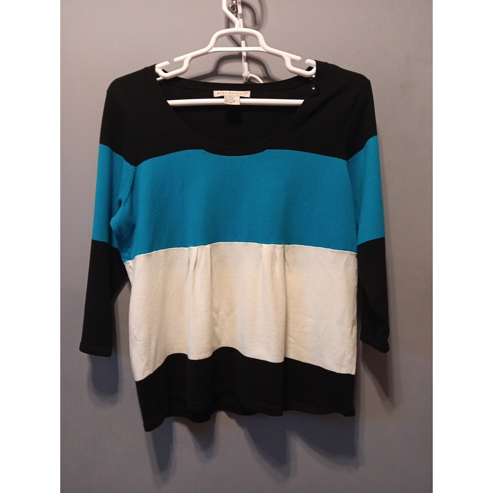 New Sweater Womens XL Color Block Pleated Blue White Black Coquette Dress Casual